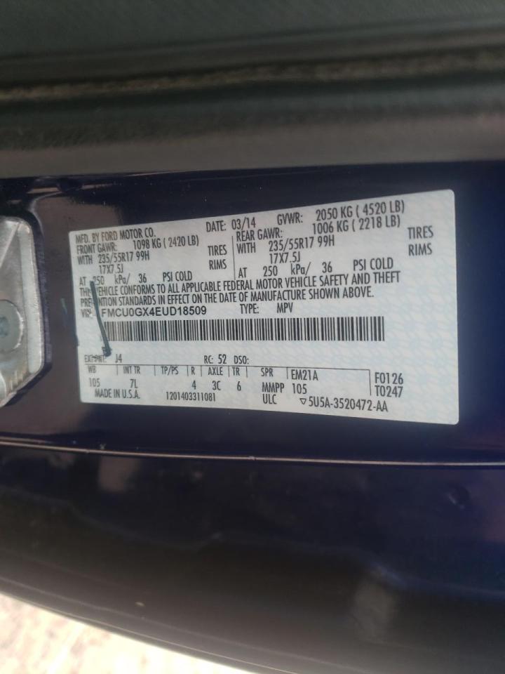 Photo 10 from auction – 2014 FORD ESCAPE SE with VIN 1FMCU0GX4EUD18509