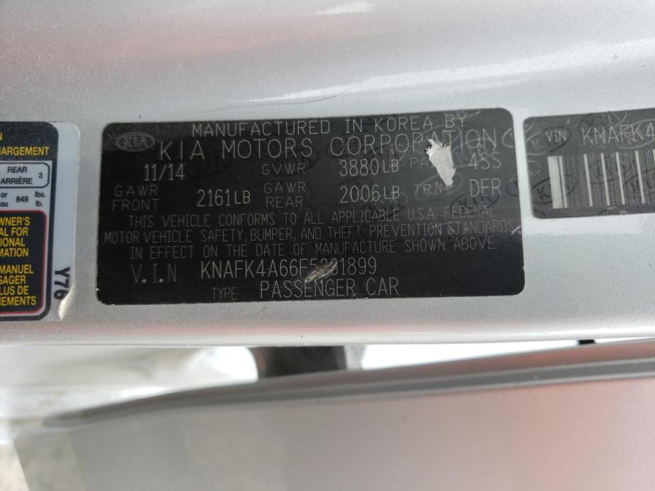 Photo 10 from auction – 2015 KIA FORTE LX with VIN KNAFK4A66F5361899