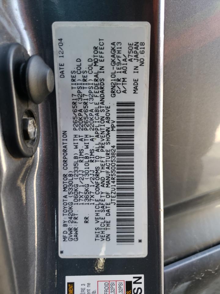 Photo 10 from auction – 2005 TOYOTA 4RUNNER SR with VIN JTEZU14R550053824