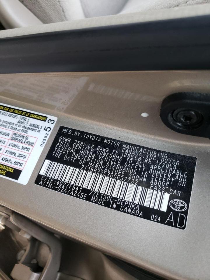 Photo 10 from auction – 2006 TOYOTA COROLLA CE with VIN 2T1BR32E36C637732