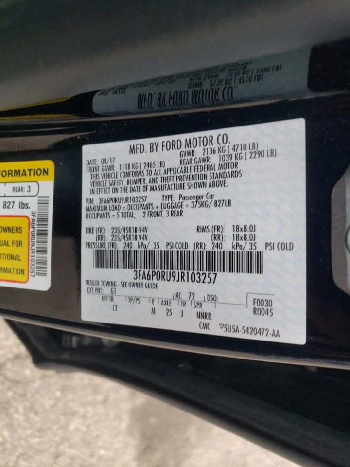 Photo 10 from auction – 2018 FORD FUSION TIT with VIN 3FA6P0RU9JR103257