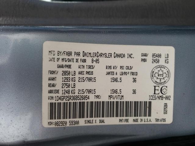 DODGE CARAVAN SE 2006 with VIN 1D4GP25R36B526054 - Photo from auction