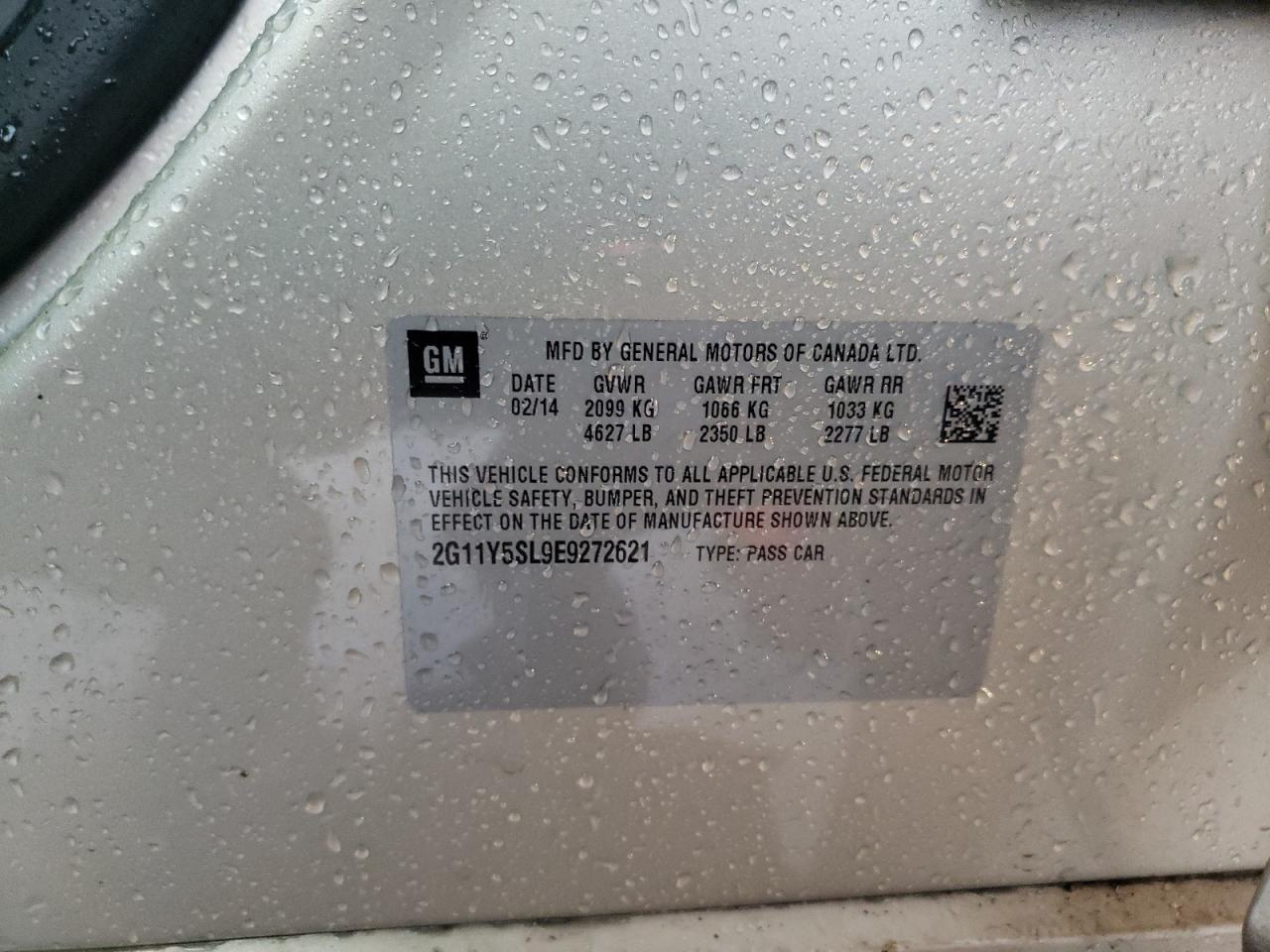 Photo 10 from auction – 2014 CHEVROLET IMPALA LS with VIN 2G11Y5SL9E9272621