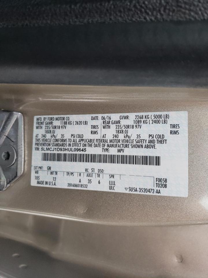 Photo 10 from auction – 2017 LINCOLN MKC PREMIE with VIN 5LMCJ1D93HUL09645