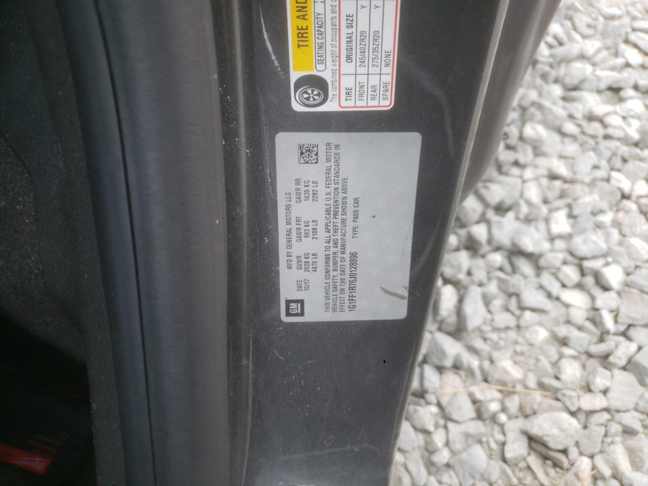 Photo 10 from auction – 2018 CHEVROLET CAMARO SS with VIN 1G1FF1R76J0128896