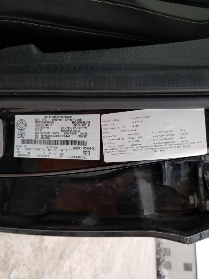 Photo 10 from auction – 2017 FORD ESCAPE SE with VIN 1FMCU9GD3HUD69448