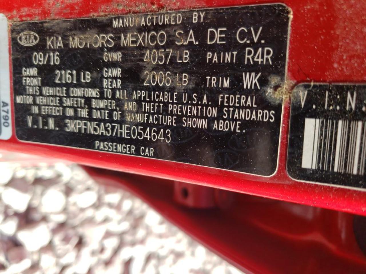 Photo 10 from auction – 2017 KIA FORTE EX with VIN 3KPFN5A37HE054643