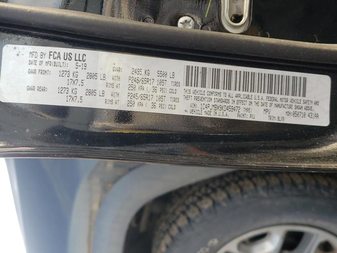 Photo 10 from auction – 2019 JEEP CHEROKEE T with VIN 1C4PJMBX9KD459472