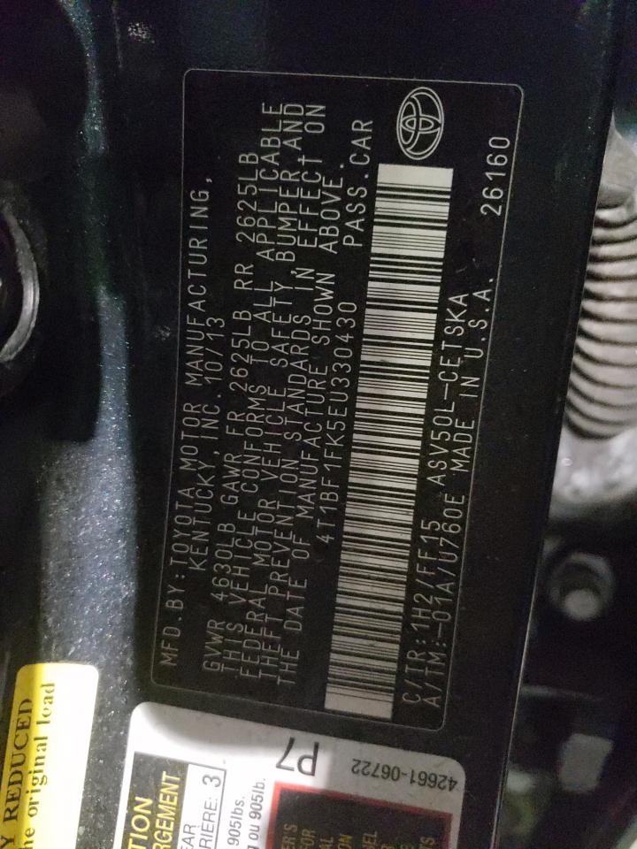 Photo 10 from auction – 2014 TOYOTA CAMRY L with VIN 4T1BF1FK5EU330430