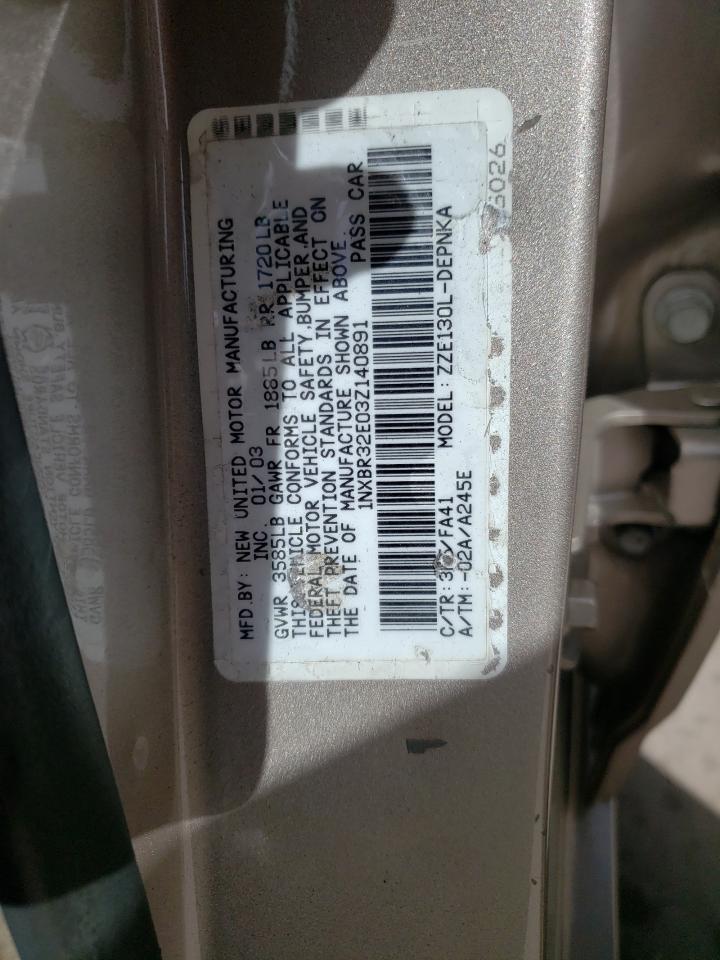 Photo 10 from auction – 2003 TOYOTA COROLLA CE with VIN 1NXBR32E03Z140891