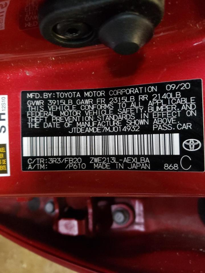 Photo 10 from auction – 2021 TOYOTA COROLLA LE with VIN JTDEAMDE7MJ014932