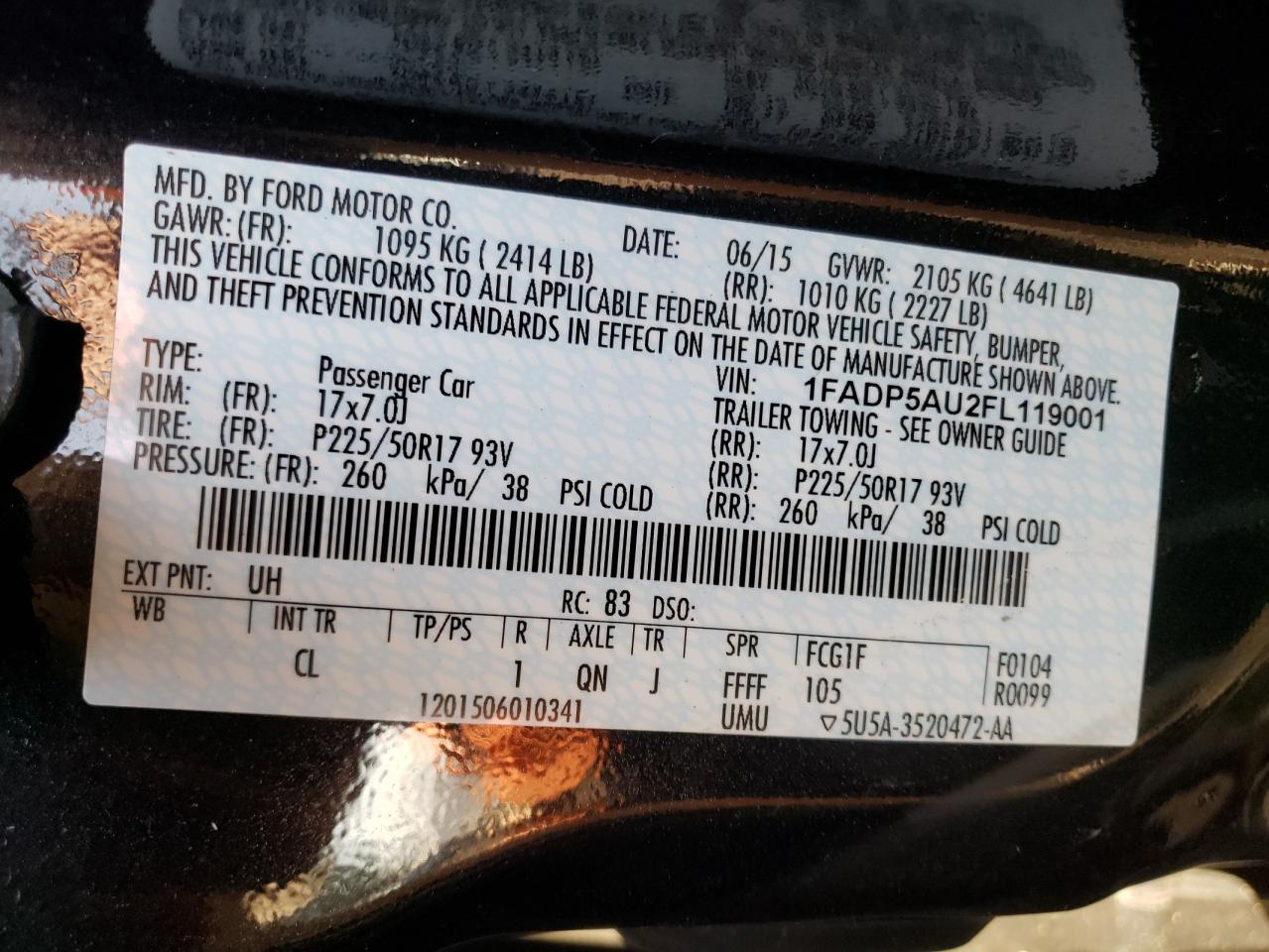 Photo 10 from auction – 2015 FORD C-MAX SE with VIN 1FADP5AU2FL119001