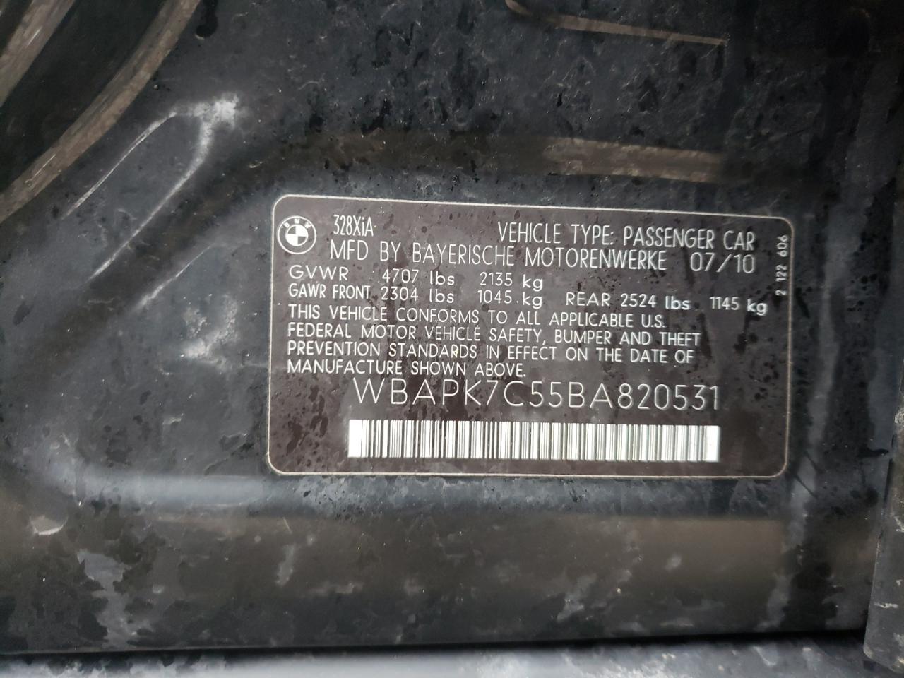 Фото 10 с аукциона – 2011 BMW 328 XI с VIN WBAPK7C55BA820531