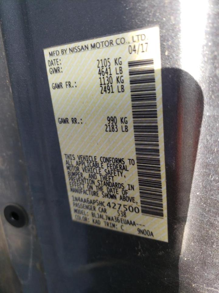 Photo 10 from auction – 2017 NISSAN MAXIMA 3.5 with VIN 1N4AA6AP5HC427500