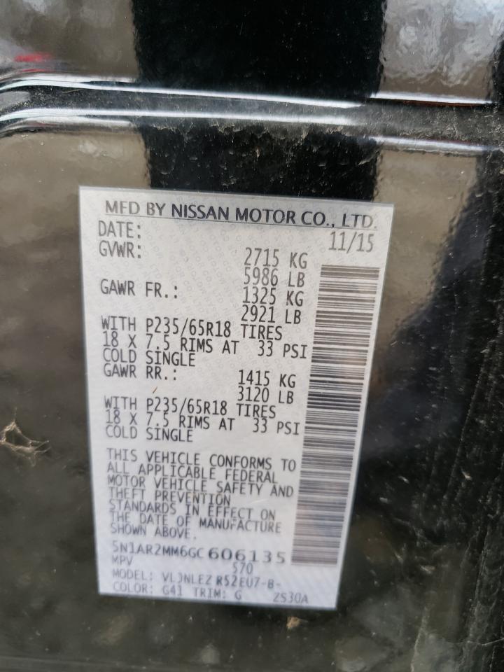 Photo 10 from auction – 2016 NISSAN PATHFINDER with VIN 5N1AR2MM6GC606135