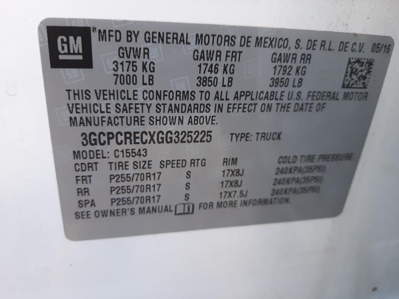 Photo 10 from auction – 2016 CHEVROLET SILVERADO with VIN 3GCPCRECXGG325225