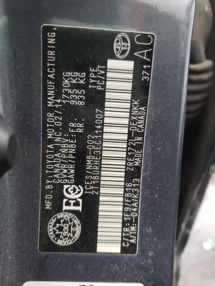 Photo 10 from auction – 2014 TOYOTA COROLLA L with VIN 2T1BURHE3EC114007