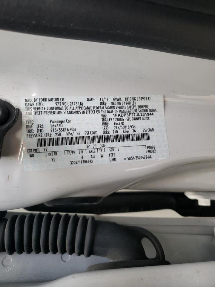Photo 10 from auction – 2018 FORD FOCUS SE with VIN 1FADP3F27JL231944