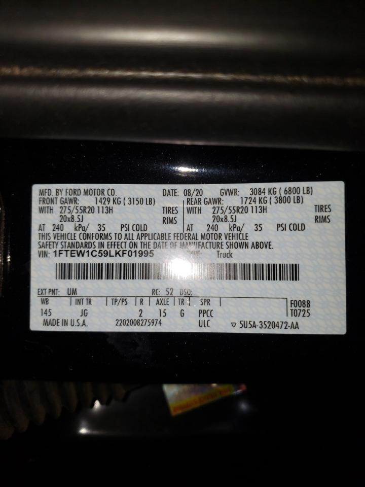 Photo 10 from auction – 2020 FORD F150 SUPER with VIN 1FTEW1C59LKF01995