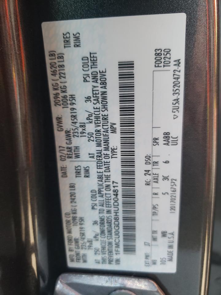 Photo 10 from auction – 2017 FORD ESCAPE SE with VIN 1FMCU0GD8HUD04817