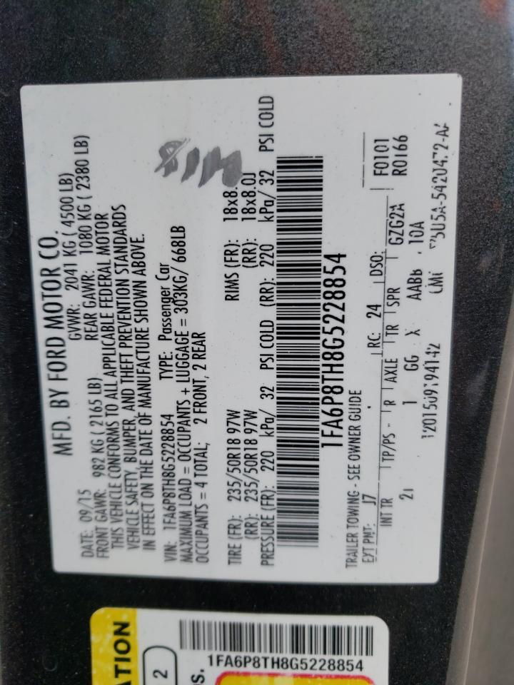 Photo 10 from auction – 2016 FORD MUSTANG with VIN 1FA6P8TH8G5228854