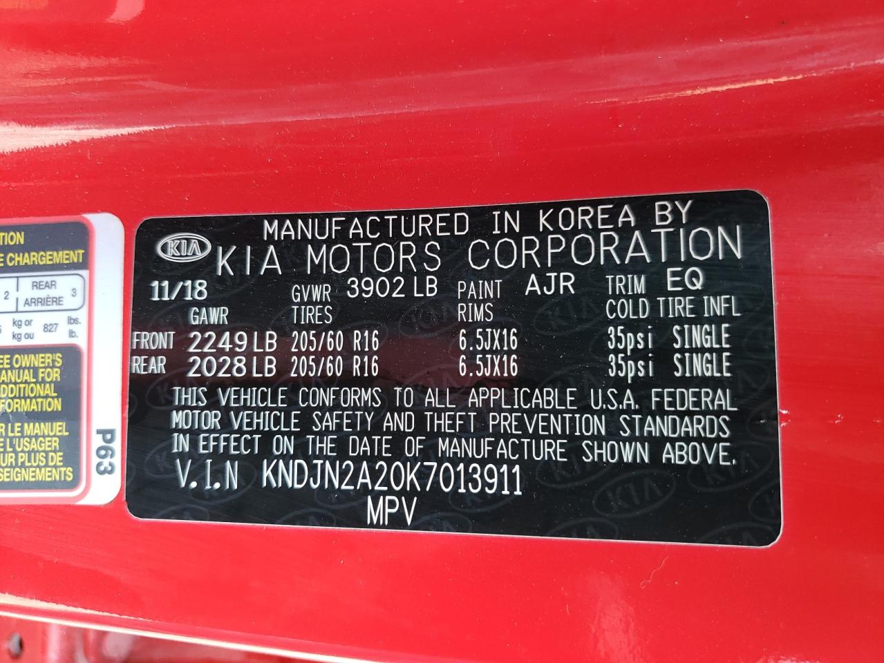 Photo 10 from auction – 2019 KIA SOUL with VIN KNDJN2A20K7013911