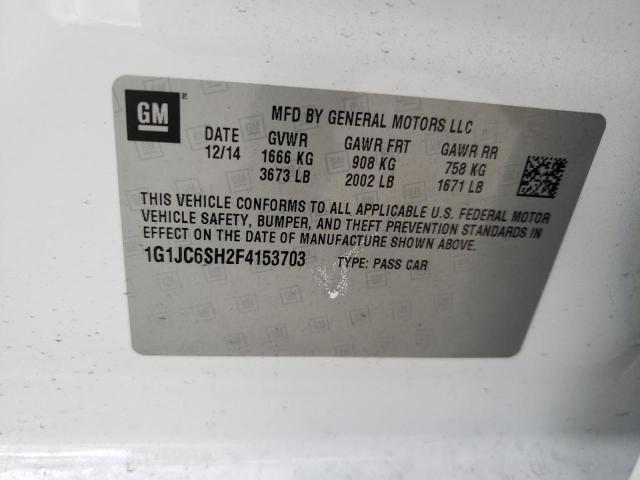 Photo 10 from auction – 2015 CHEVROLET SONIC LT with VIN 1G1JC6SH2F4153703