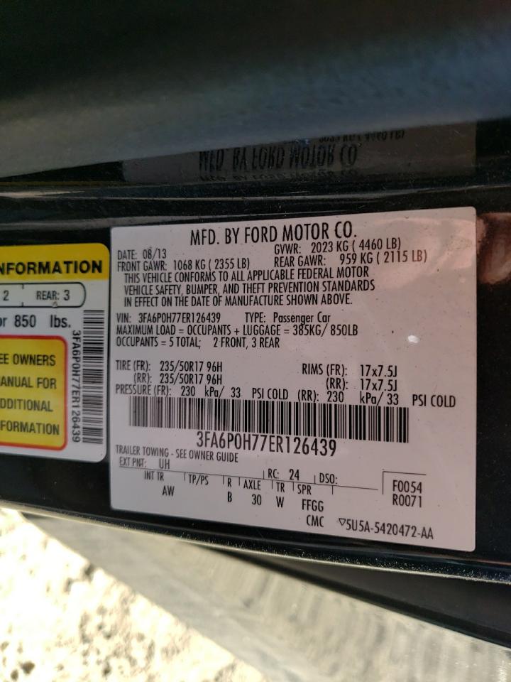 Photo 10 from auction – 2014 FORD FUSION SE with VIN 3FA6P0H77ER126439