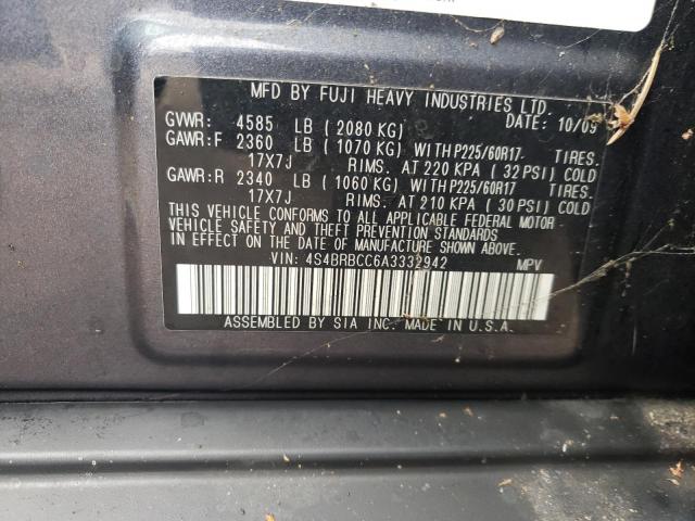 Photo 10 from auction – 2010 SUBARU OUTBACK 2. with VIN 4S4BRBCC6A3332942