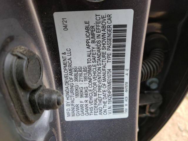 Photo 10 from auction – 2021 HONDA INSIGHT EX with VIN 19XZE4F50ME010754
