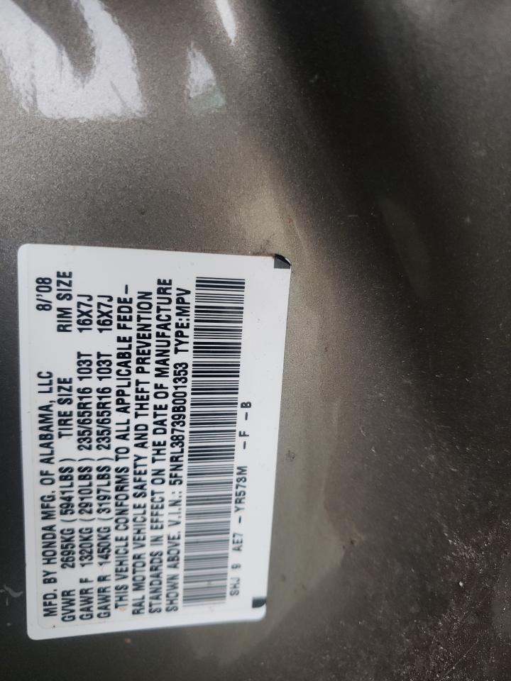 Photo 10 from auction – 2009 HONDA ODYSSEY EX with VIN 5FNRL38739B001353