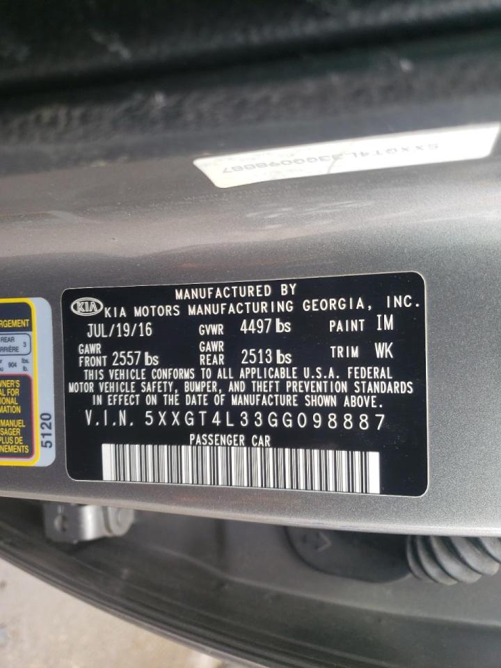 Photo 10 from auction – 2016 KIA OPTIMA LX with VIN 5XXGT4L33GG098887