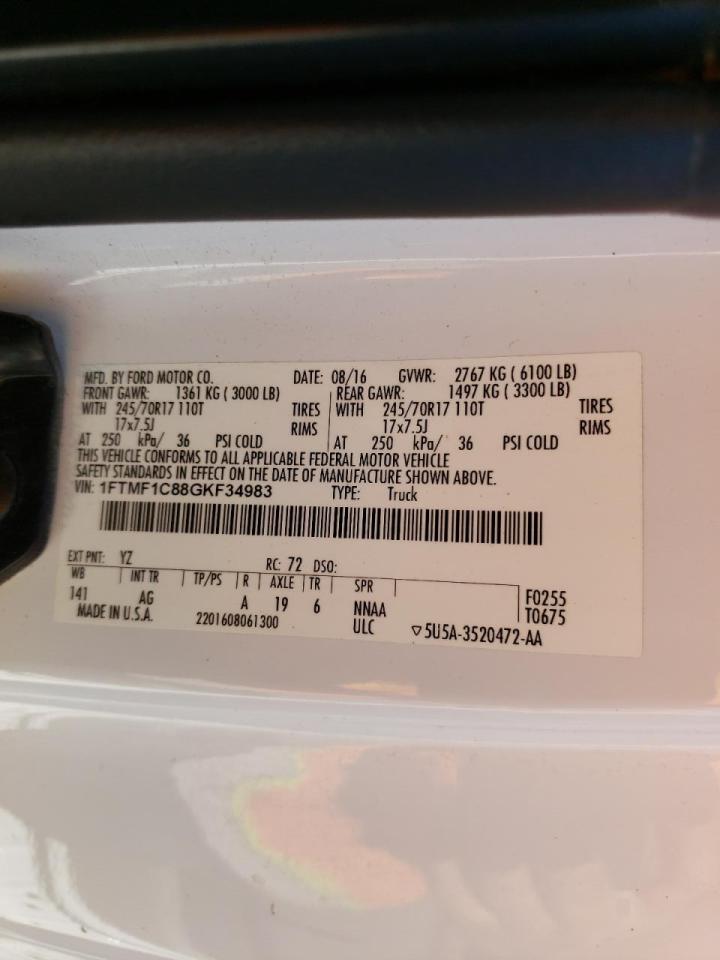 Photo 10 from auction – 2016 FORD F150 with VIN 1FTMF1C88GKF34983
