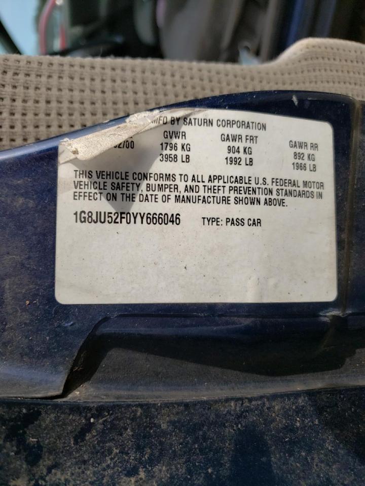 Photo 10 from auction – 2000 SATURN LS1 with VIN 1G8JU52F0YY666046