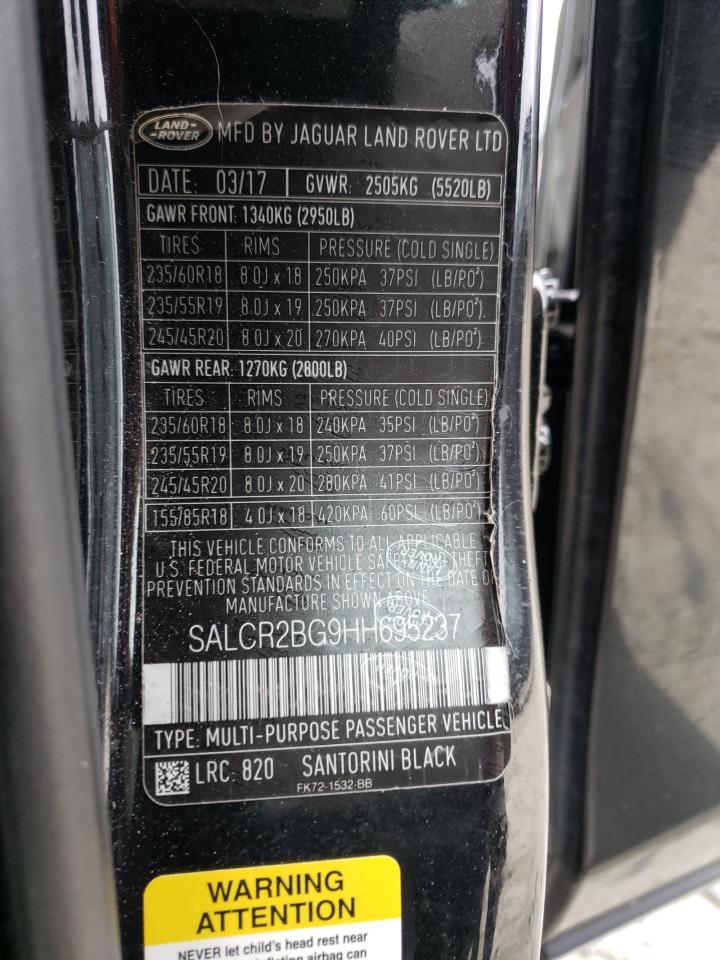 Photo 10 from auction – 2017 LAND ROVER DISCOVERY with VIN SALCR2BG9HH695237