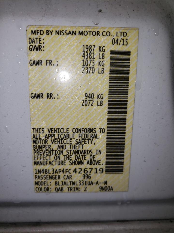 Photo 10 from auction – 2015 NISSAN ALTIMA 3.5 with VIN 1N4BL3AP4FC426719