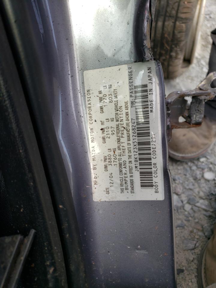 Zdjęcie 10 z aukcji – 2005 MAZDA 3 S z VIN JM1BK123X51268247