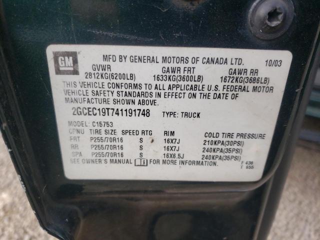 Photo 10 from auction – 2004 CHEVROLET SILVERADO with VIN 2GCEC19T741191748