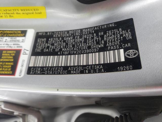 Photo 10 from auction – 2014 TOYOTA CAMRY L with VIN 4T1BF1FK2EU390097