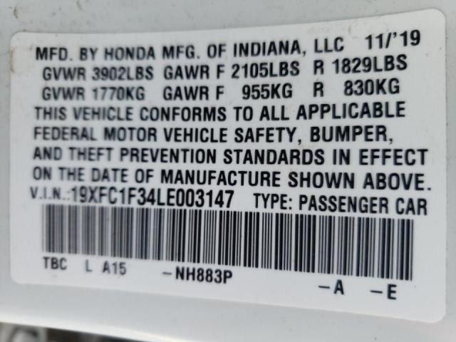 Photo 10 from auction – 2020 HONDA CIVIC EX with VIN 19XFC1F34LE003147