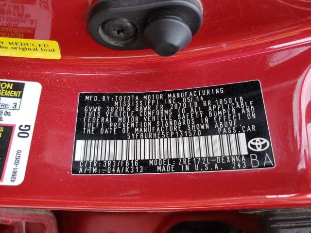 Photo 10 from auction – 2014 TOYOTA COROLLA L with VIN 5YFBURHE5EP131570