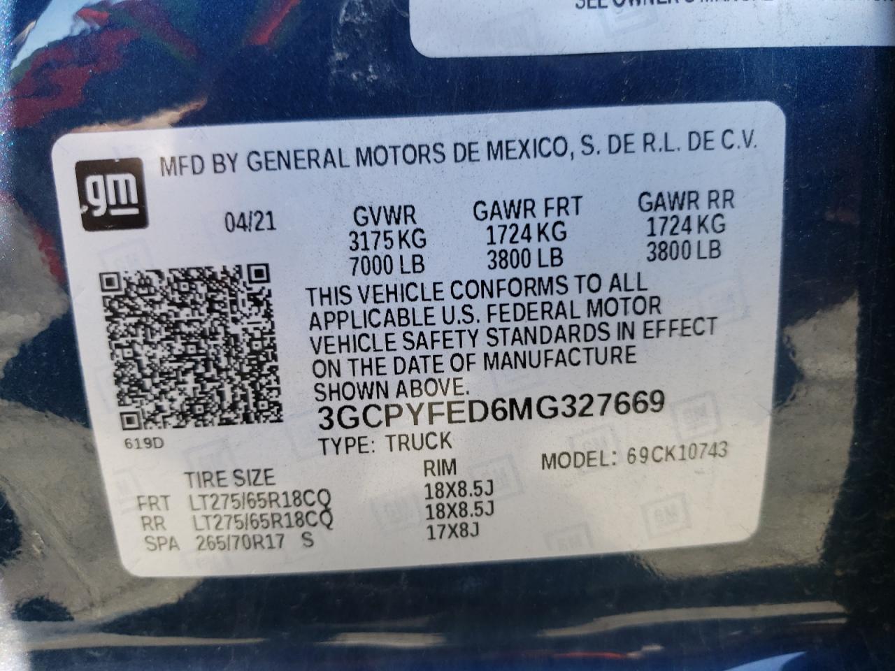Photo 10 from auction – 2021 CHEVROLET SILVERADO with VIN 3GCPYFED6MG327669