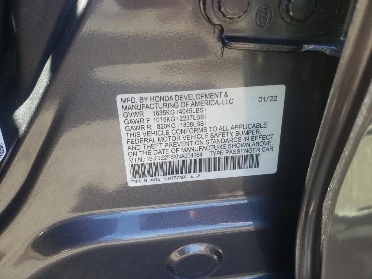 Photo 10 from auction – 2022 ACURA ILX PREMIU with VIN 19UDE2F8XNA004264