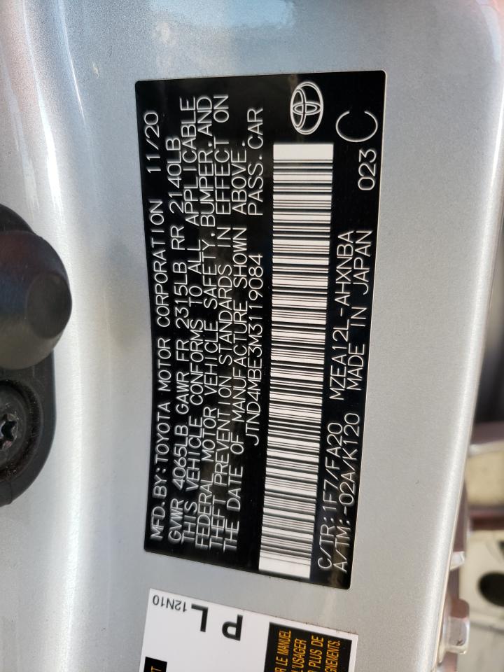 Photo 10 from auction – 2021 TOYOTA COROLLA SE with VIN JTND4MBE3M3119084