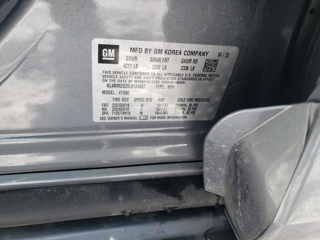 Photo 10 from auction – 2020 BUICK ENCORE GX with VIN KL4MMDS29LB124587