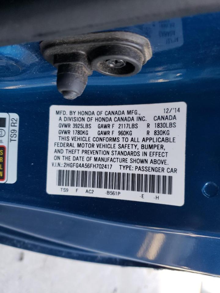 Photo 10 from auction – 2015 HONDA CIVIC SI with VIN 2HGFG4A56FH702417