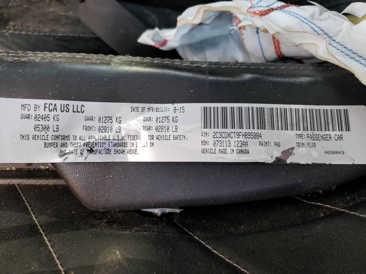 Photo 10 from auction – 2015 DODGE CHARGER R/ with VIN 2C3CDXCT9FH895884