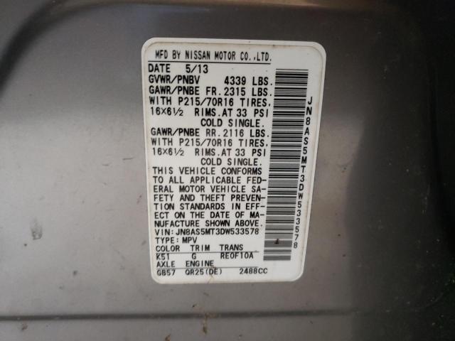Photo 10 from auction – 2013 NISSAN ROGUE S with VIN JN8AS5MT3DW533578