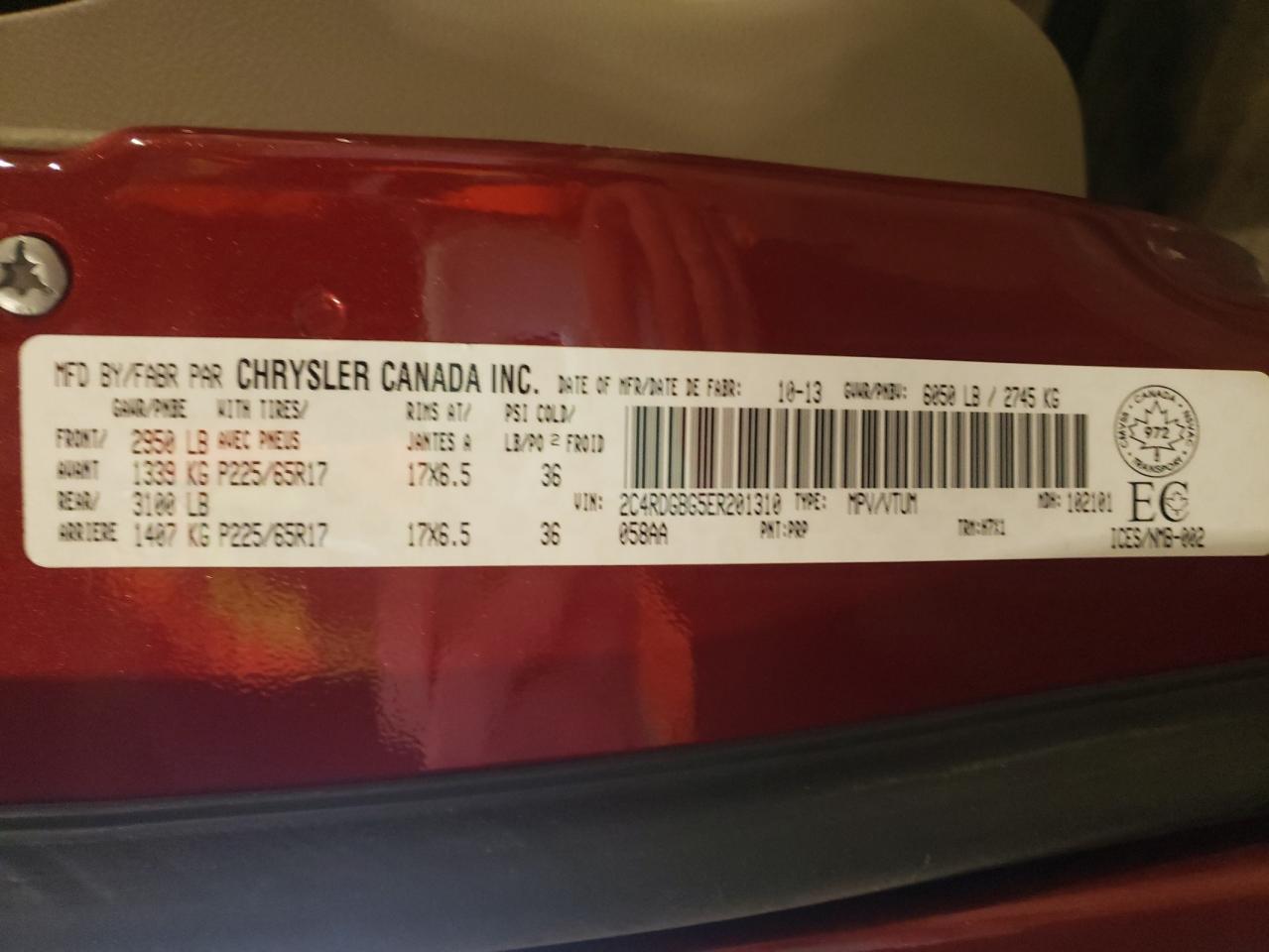 Photo 10 from auction – 2014 DODGE GRAND CARA with VIN 2C4RDGBG5ER201310
