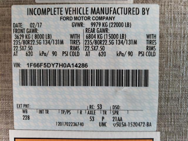 Photo 10 from auction – 2017 FORD F53 with VIN 1F66F5DY7H0A14286